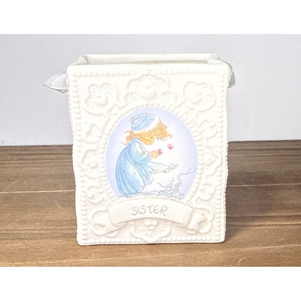 Precious Moments Sister Trinket Box Porcelain 1998 Enesco Hinged Keepsake